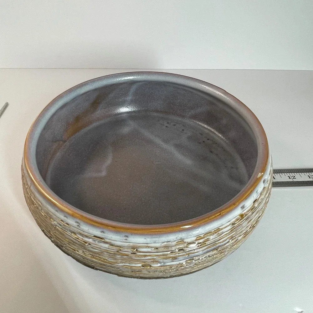 Large Caitlyn‎ Ceramic Porcelain Textured Decorative Candle Bowl Ribbed Stone